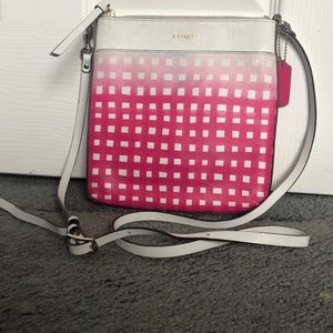 Cross Body (Pink & White Plaid)Coach Purse